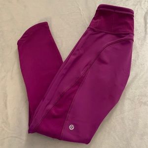 Lululemon Magenta Crop Leggings with Mesh